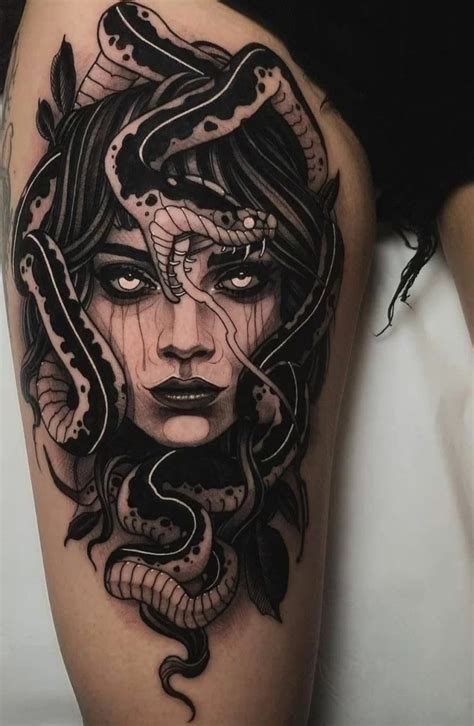 thigh feminine beautiful medusa tattoo|27 Top Medusa Tattoo Designs With Meaning